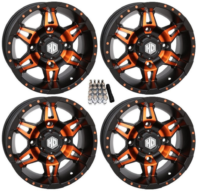 Polaris RZR (Set of 4) Hd7 Utv 14" Orange/Black Wheels/Rims by STI Powersport