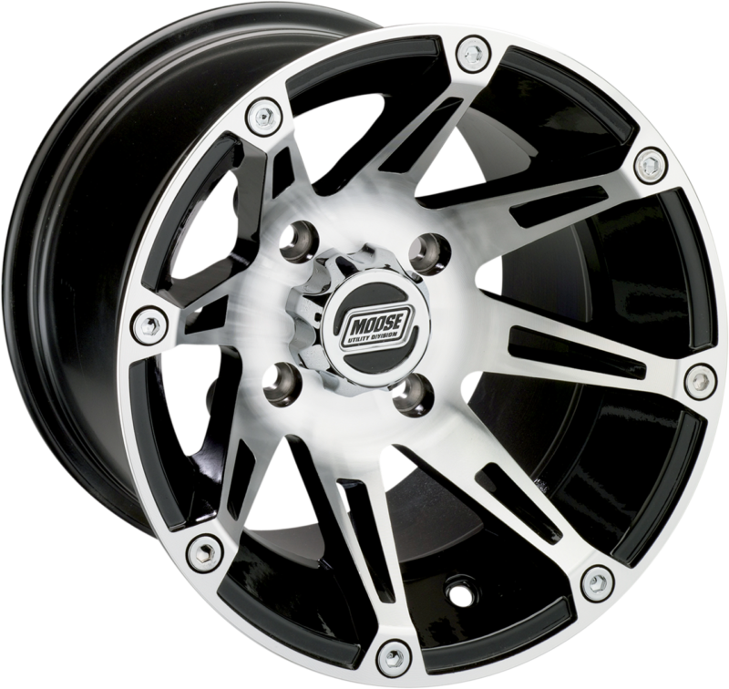 Polaris RZR Aluminum Rear Wheel (387M 12X8 4/156 4+4) Black Chrome Gloss by Moose - Image 3